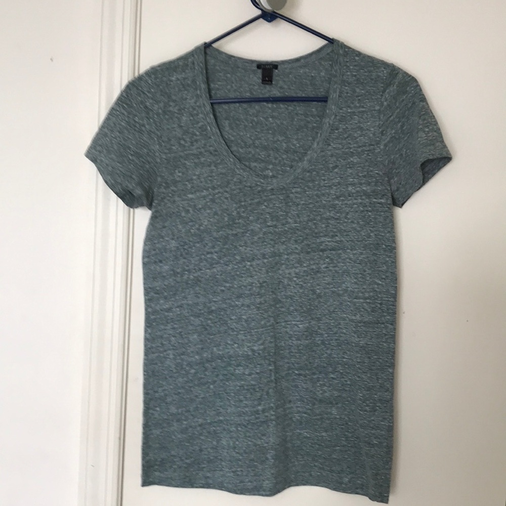 J Crew Heather Green Scoopneck Tee Small